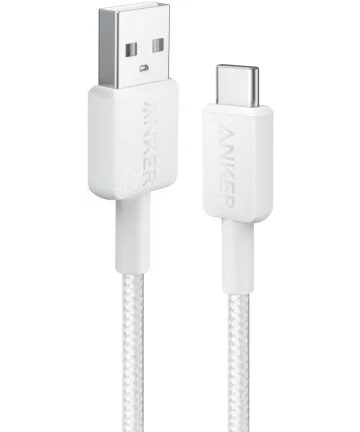 Anker 322 Gevlochten USB-A naar USB-C Kabel 1.8M Wit Kabels