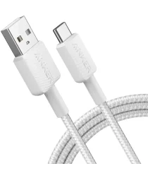 Anker 322 Gevlochten USB-A naar USB-C 15W Kabel 1.8M Wit