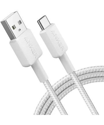 Anker 322 Gevlochten USB-A naar USB-C 15W Kabel 1.8M Wit Kabels