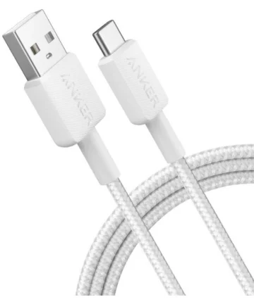 Anker 322 (15W) Gevlochten USB-A naar USB-C Kabel 0.9M Wit Kabels