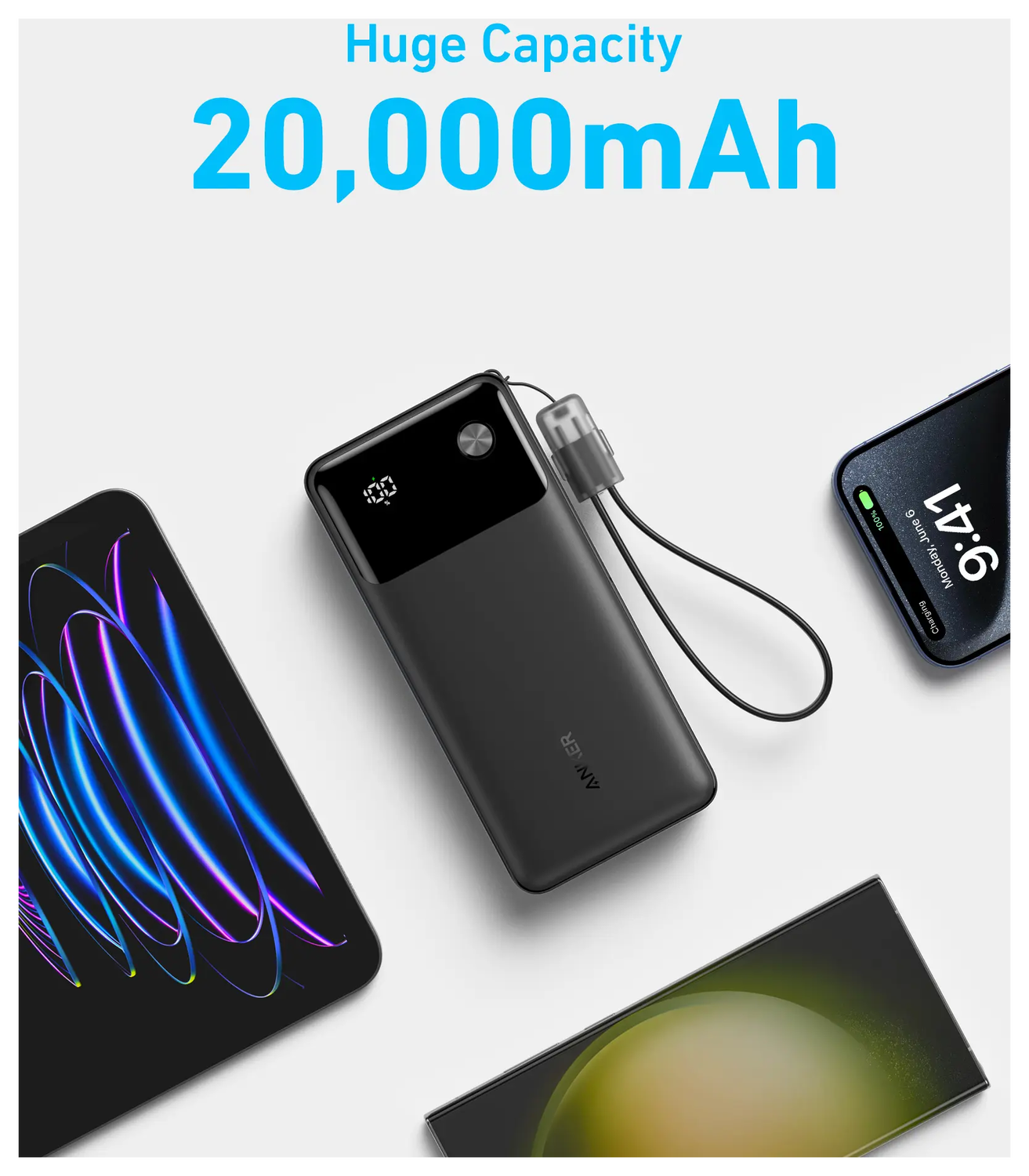 Anker (30W) USB-A en USB-C Power Delivery Powerbank 20.000 mAh Zwart afbeelding 6