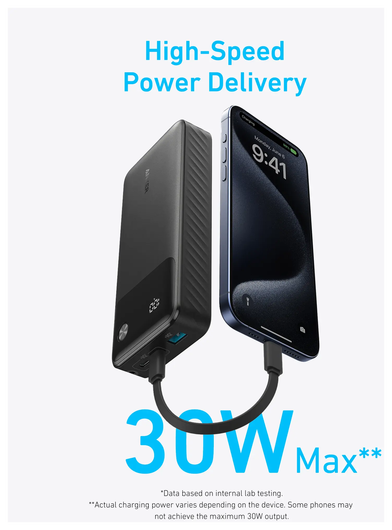 Anker (30W) USB-A en USB-C Power Delivery Powerbank 20.000 mAh Zwart afbeelding 2