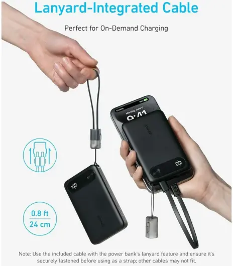 Anker (22.5W) USB-A en 2x USB-C Power Delivery Powerbank 10.000 mAh Zwart afbeelding 3