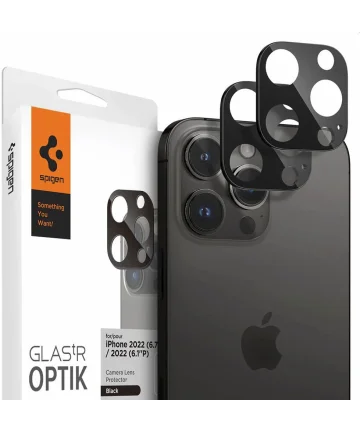 Spigen Optik iPhone 15 Pro (Max) / 14 Pro (Max) Camera Protector Zwart 2-Pack Screen Protectors