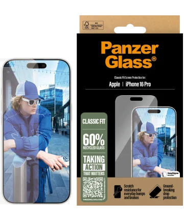 PanzerGlass Classic Fit Apple iPhone 16 Pro Screen Protector Tempered Glass Screen Protectors