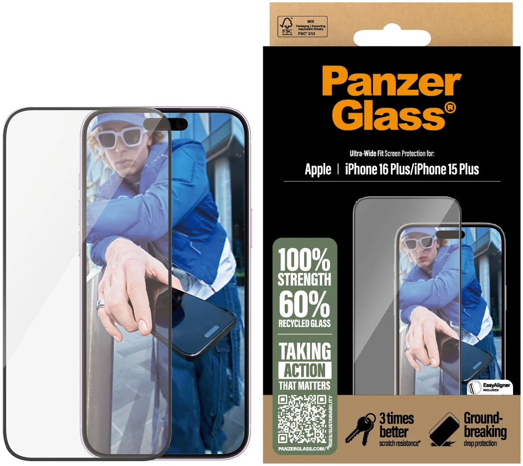 PanzerGlass Ultra-Wide Apple iPhone 16 / 15 Plus Screen Protector afbeelding 1