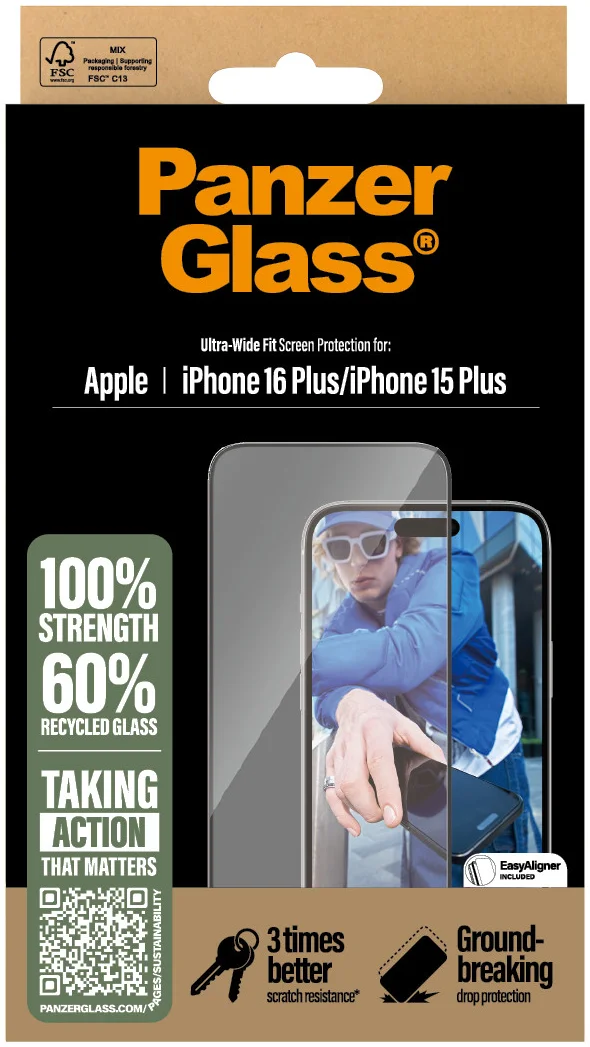 PanzerGlass Ultra-Wide Apple iPhone 16 / 15 Plus Screen Protector afbeelding 4