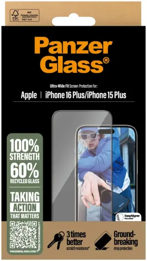 PanzerGlass Ultra-Wide Apple iPhone 16 / 15 Plus Screen Protector afbeelding 4