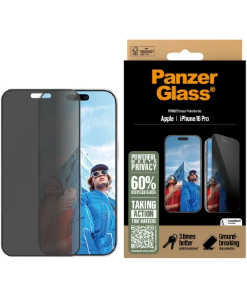 PanzerGlass Ultra-Wide Apple iPhone 16 Pro Screen Protector Privacy Glass Screen Protectors