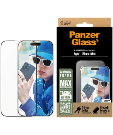 PanzerGlass Aluminium Frame Ultra-Wide Fit iPhone 16 Pro Screen Protector Screen Protectors