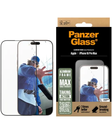 PanzerGlass Aluminium Frame Ultra-Wide Fit iPhone 16 Pro Max Screen Protector Screen Protectors