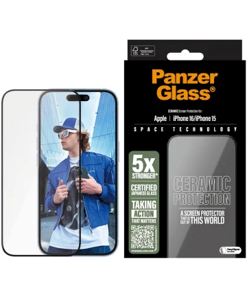 PanzerGlass Ceramic Ultra-Wide Fit Apple iPhone 16 / 15 Screen Protector Screen Protectors