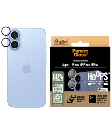 PanzerGlass Hoops Rings Apple iPhone 16 / 16 Plus Camera Lens Protector Clear Screen Protectors