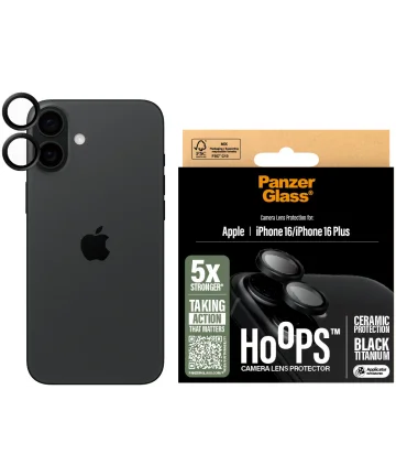 PanzerGlass Hoops Ceramic iPhone 16 / 16 Plus Camera Lens Protector Glas Screen Protectors