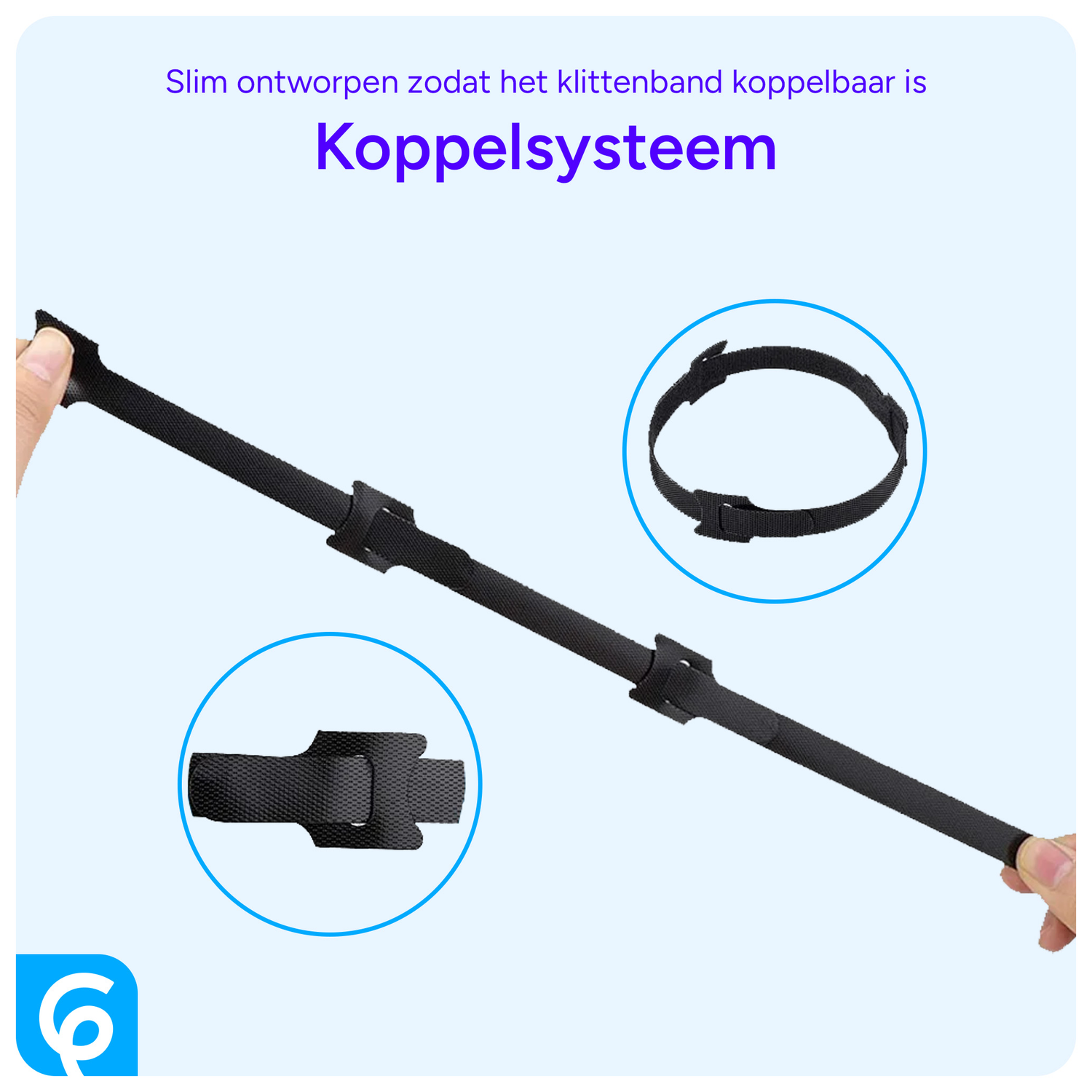 10 Pack Herbruikbare Kabelbinders Klittenband Kabels Opbergen Zwart afbeelding 2