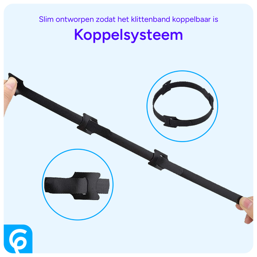 10 Pack Herbruikbare Kabelbinders Klittenband Kabels Opbergen Zwart afbeelding 2