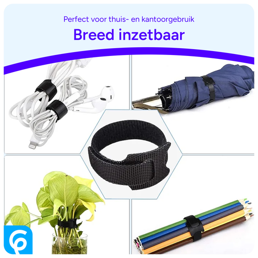 10 Pack Herbruikbare Kabelbinders Klittenband Kabels Opbergen Zwart afbeelding 5