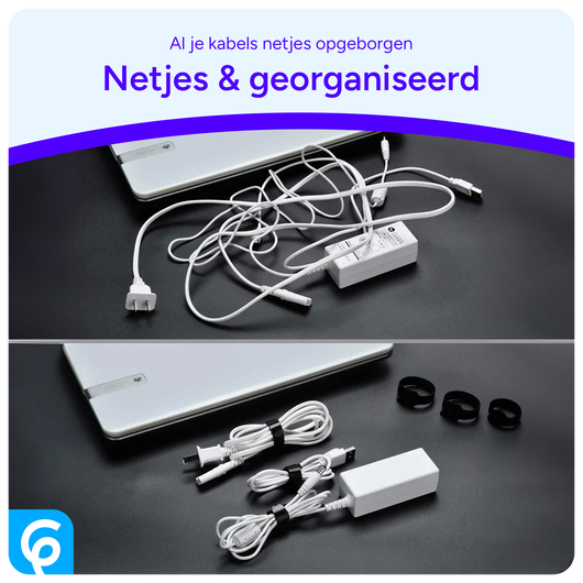 50 Pack Herbruikbare Kabelbinders Klittenband Kabels Opbergen Zwart afbeelding 3