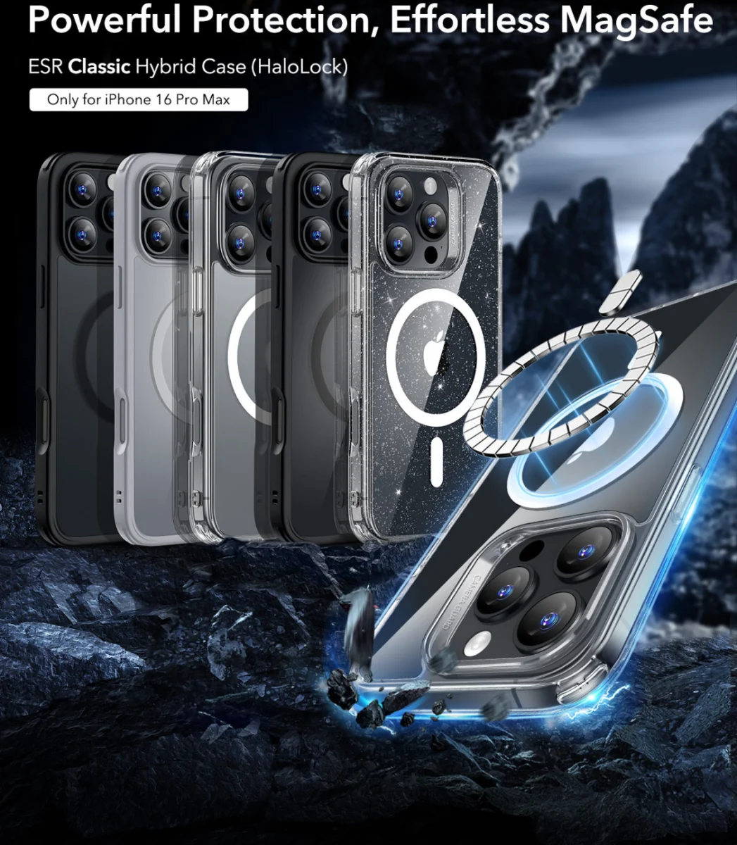 ESR Classic Hybrid Apple iPhone 16 Pro Max Hoesje MagSafe Frosted Transparant afbeelding 9