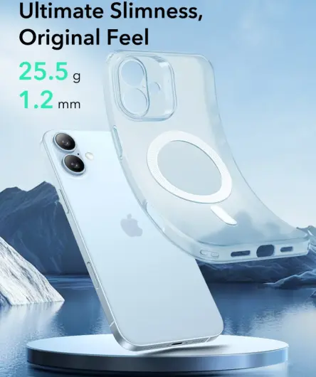 ESR Zero Clear HaloLock Apple iPhone 16 Hoesje MagSafe Frosted Blauw afbeelding 2
