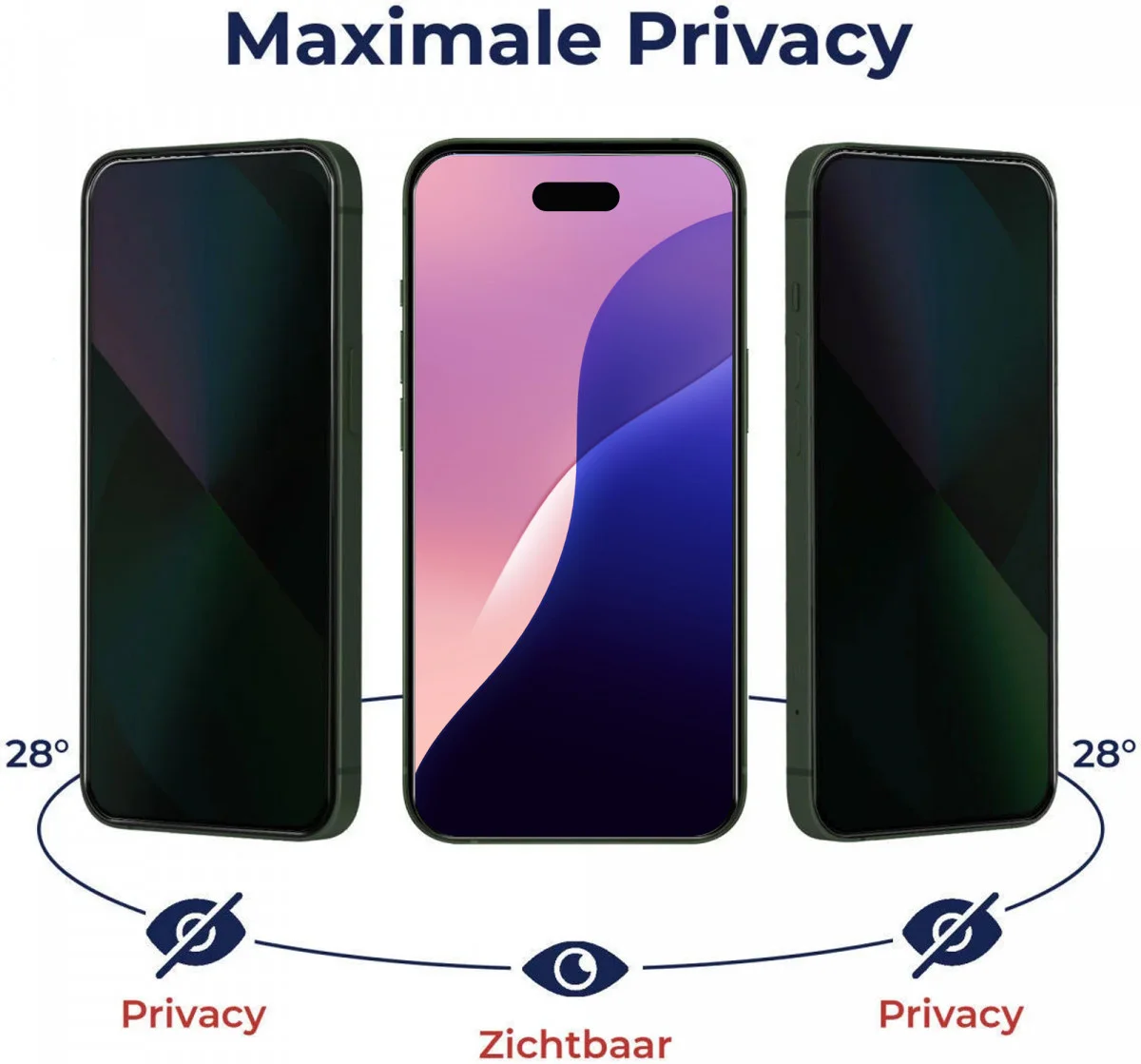 Rosso Apple iPhone 16 Privacy Glass met Installatietray Dust Removal afbeelding 2