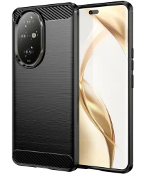 Honor 200 Hoesje Geborsteld TPU Flexibele Back Cover Zwart