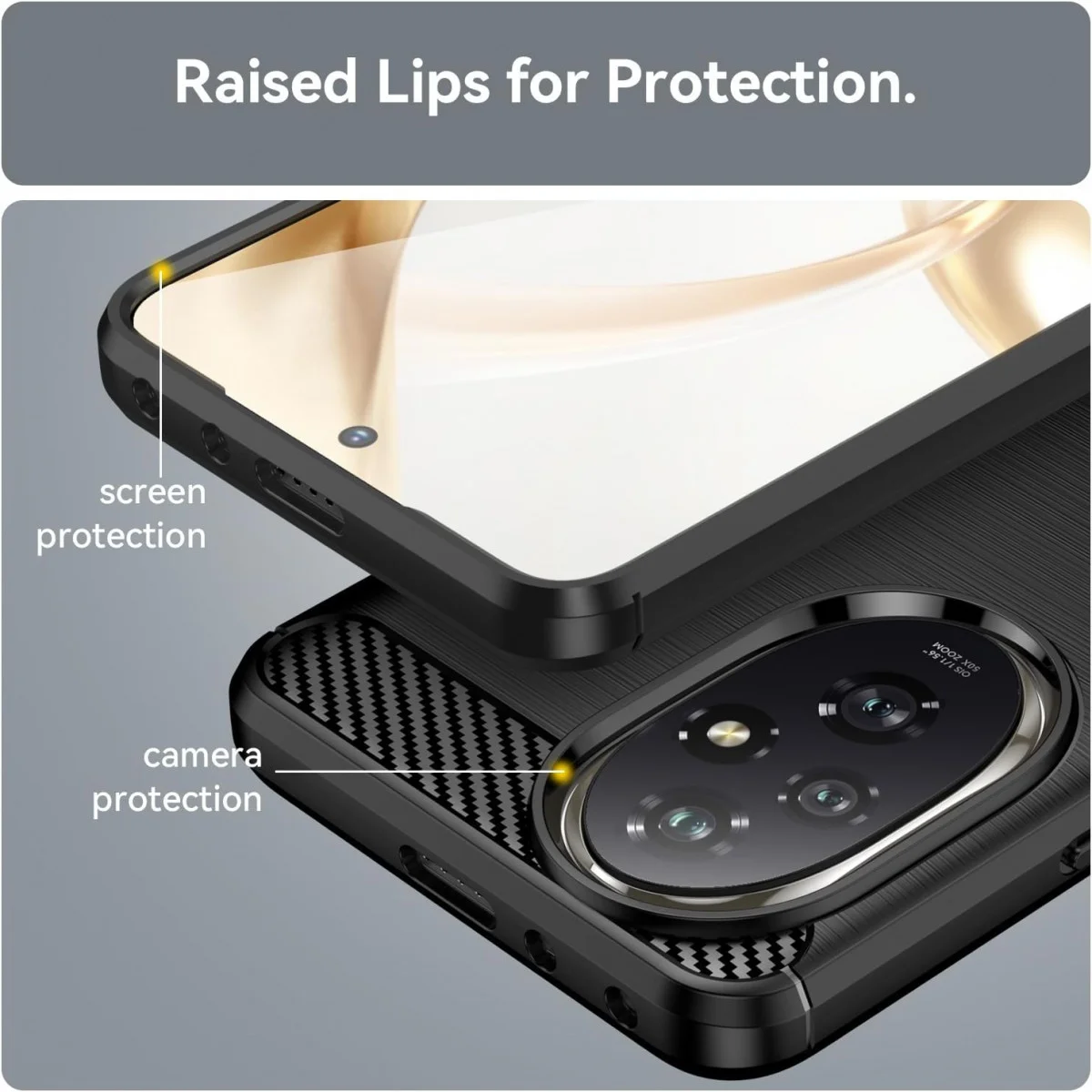 Honor 200 Hoesje Geborsteld TPU Flexibele Back Cover Zwart afbeelding 5