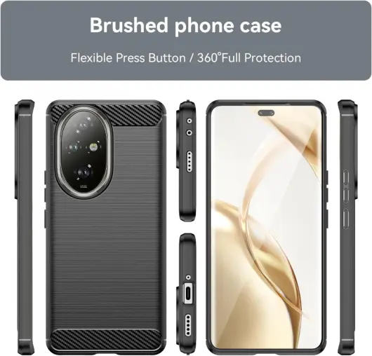 Honor 200 Hoesje Geborsteld TPU Flexibele Back Cover Zwart afbeelding 4