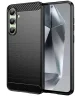 Samsung Galaxy S24 FE Hoesje Geborsteld TPU Flexibele Back Cover Zwart