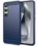 Samsung Galaxy S24 FE Hoesje Geborsteld TPU Flexibele Back Cover Blauw