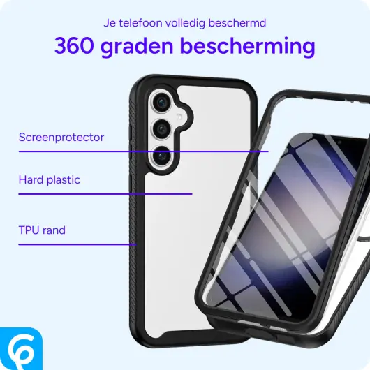 Samsung Galaxy S24 FE Hoesje Full Protect 360° Cover Hybride Zwart afbeelding 4