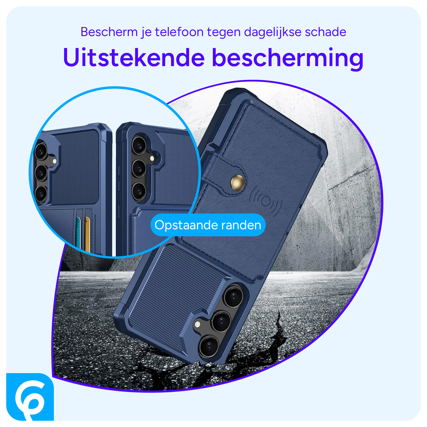 Samsung Galaxy S24 FE 3 in 1 Back Cover Portemonnee Hoesje Blauw afbeelding 4