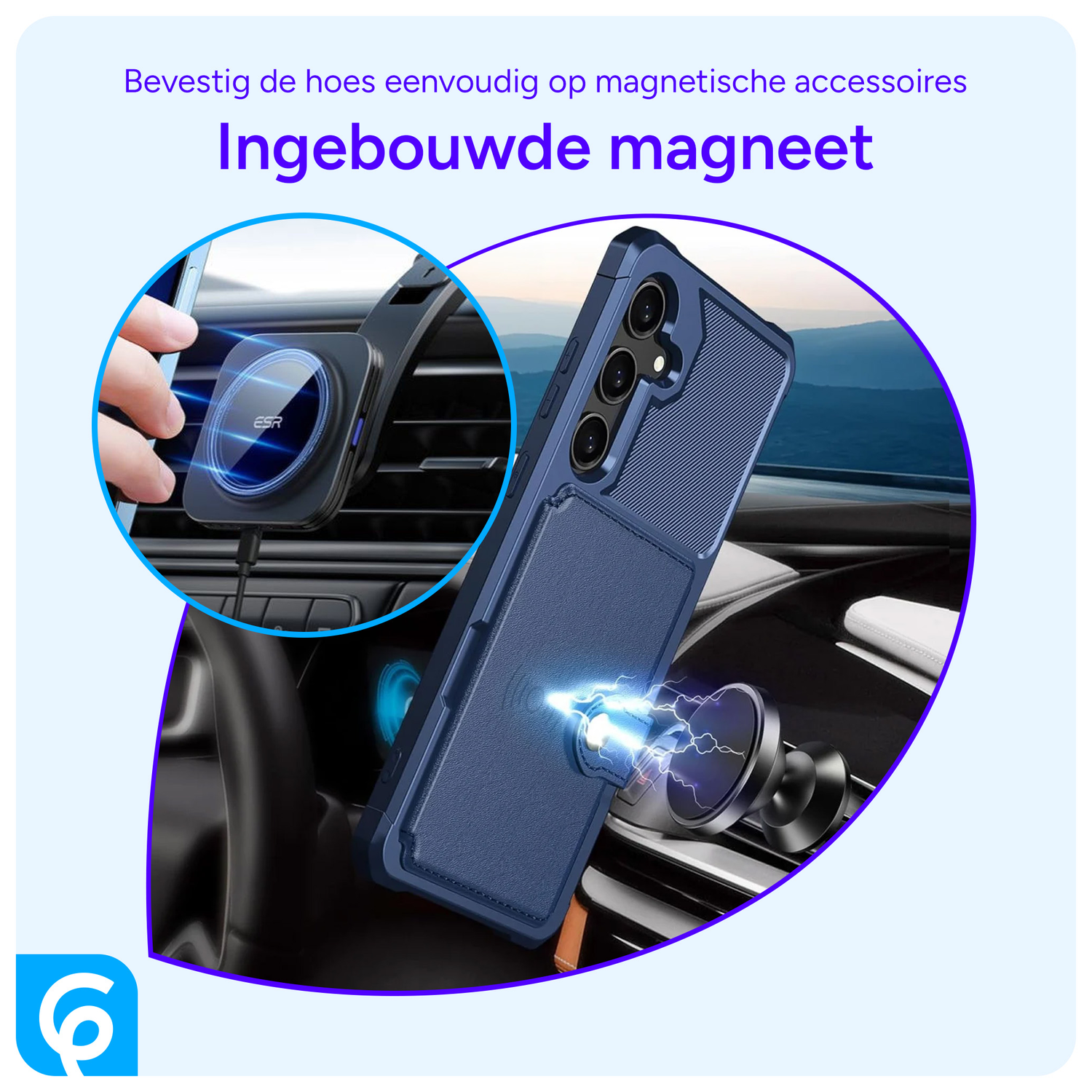 Samsung Galaxy S24 FE 3 in 1 Back Cover Portemonnee Hoesje Blauw afbeelding 6