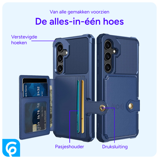 Samsung Galaxy S24 FE 3 in 1 Back Cover Portemonnee Hoesje Blauw afbeelding 2