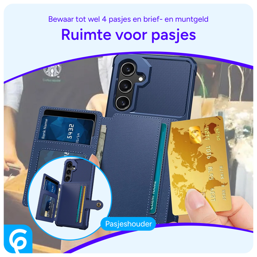 Samsung Galaxy S24 FE 3 in 1 Back Cover Portemonnee Hoesje Blauw afbeelding 3