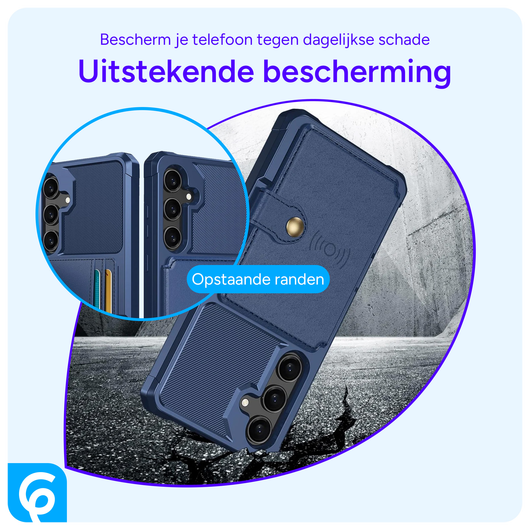 Samsung Galaxy S24 FE 3 in 1 Back Cover Portemonnee Hoesje Blauw afbeelding 4