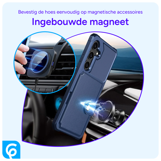 Samsung Galaxy S24 FE 3 in 1 Back Cover Portemonnee Hoesje Blauw afbeelding 6