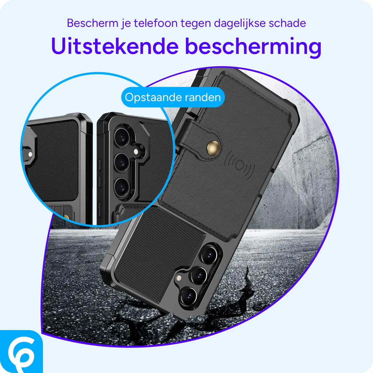 Samsung Galaxy S24 FE 3 in 1 Back Cover Portemonnee Hoesje Zwart afbeelding 3
