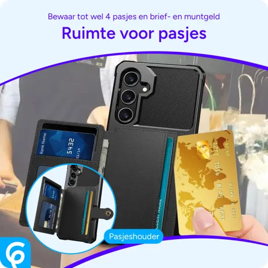 Samsung Galaxy S24 FE 3 in 1 Back Cover Portemonnee Hoesje Zwart afbeelding 2