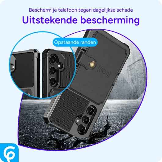 Samsung Galaxy S24 FE 3 in 1 Back Cover Portemonnee Hoesje Zwart afbeelding 3