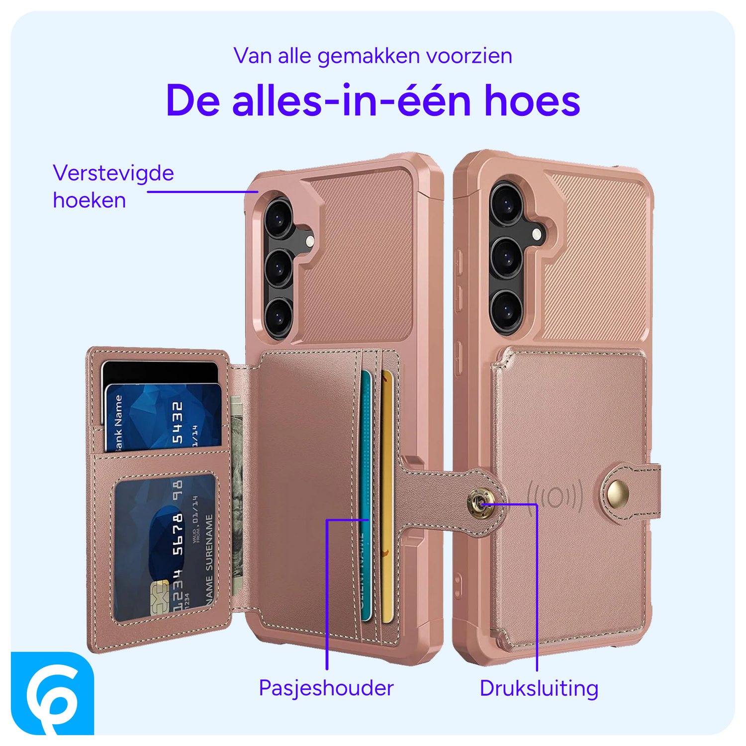 Samsung Galaxy S24 FE 3 in 1 Back Cover Portemonnee Hoesje Roze afbeelding 4