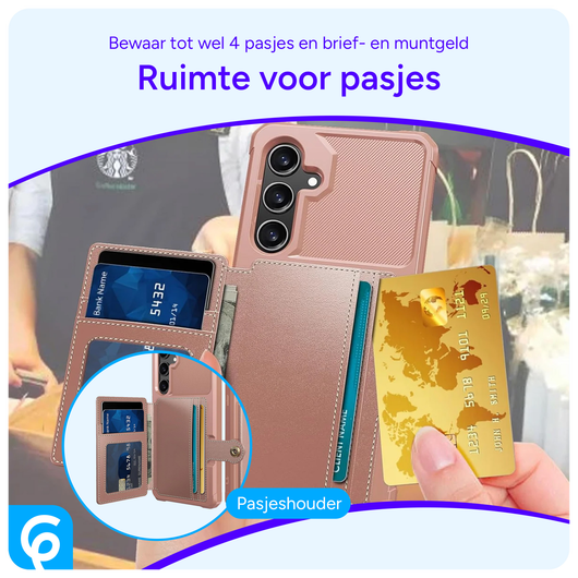 Samsung Galaxy S24 FE 3 in 1 Back Cover Portemonnee Hoesje Roze afbeelding 3