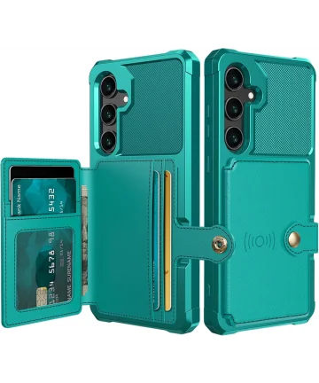 Samsung Galaxy S24 FE 3 in 1 Back Cover Portemonnee Hoesje Groen Hoesjes