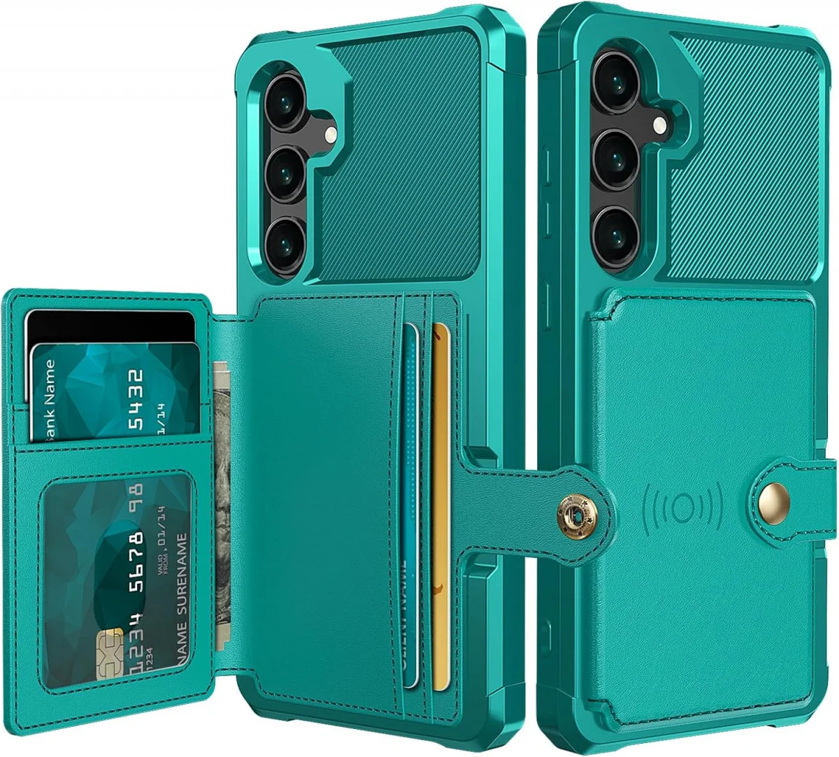 Samsung Galaxy S24 FE 3 in 1 Back Cover Portemonnee Hoesje Groen afbeelding 1