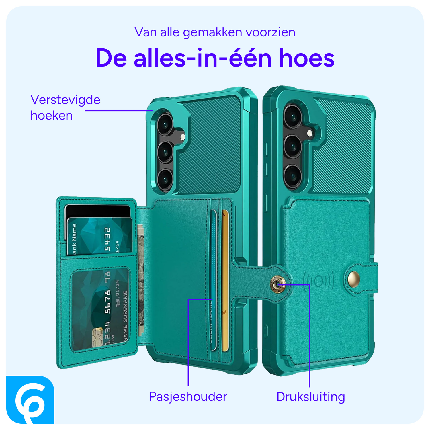Samsung Galaxy S24 FE 3 in 1 Back Cover Portemonnee Hoesje Groen afbeelding 3