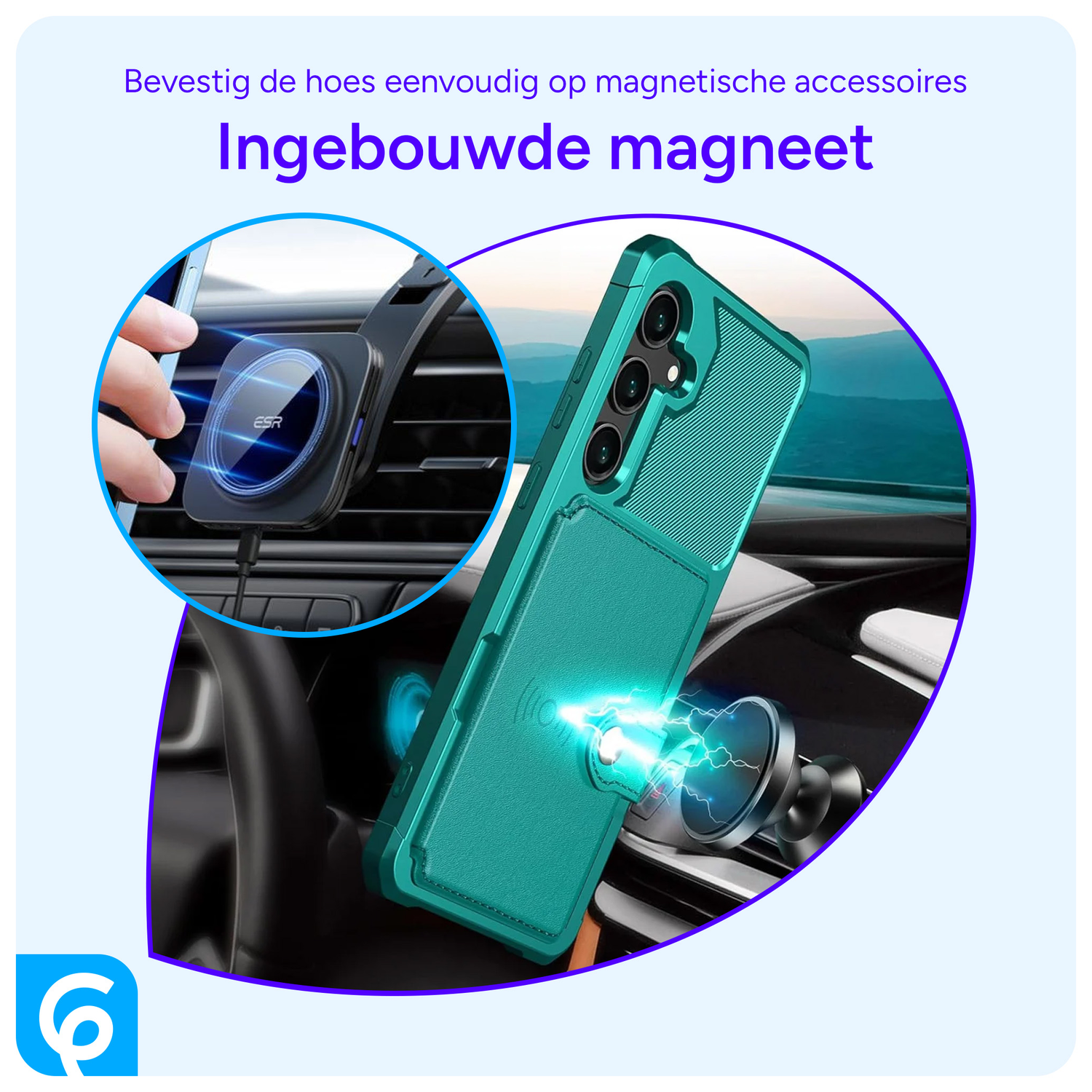 Samsung Galaxy S24 FE 3 in 1 Back Cover Portemonnee Hoesje Groen afbeelding 4