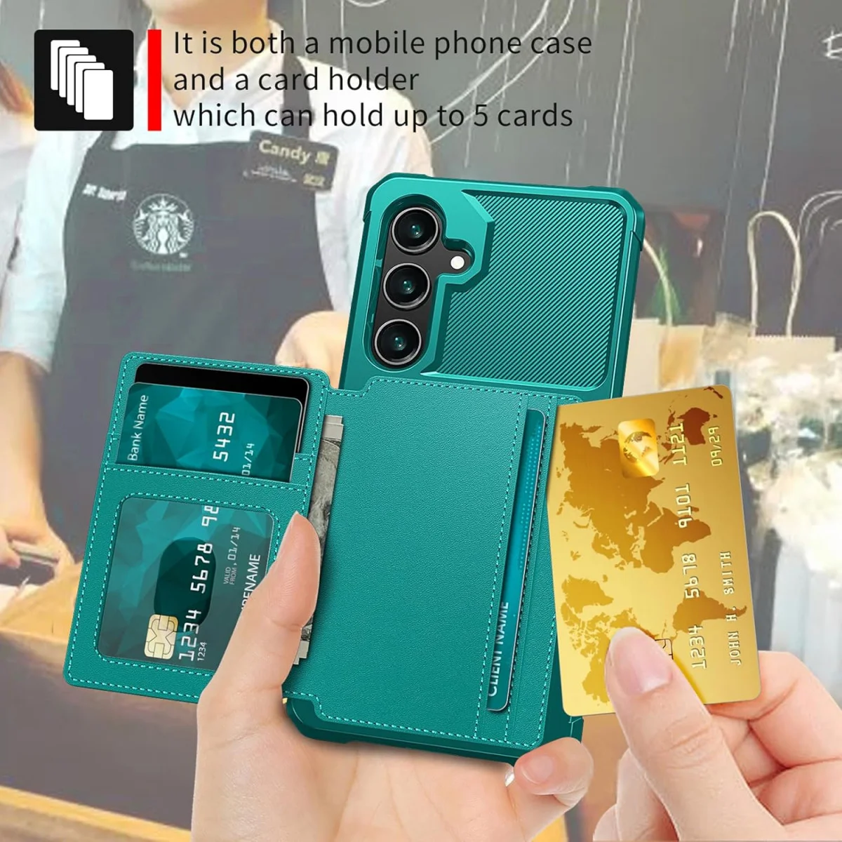 Samsung Galaxy S24 FE 3 in 1 Back Cover Portemonnee Hoesje Groen afbeelding 5