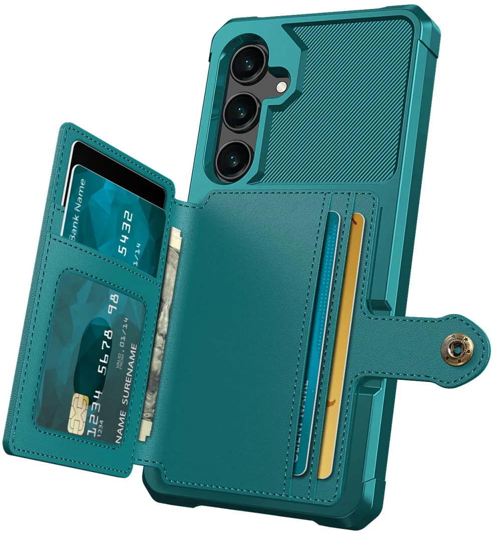 Samsung Galaxy S24 FE 3 in 1 Back Cover Portemonnee Hoesje Groen afbeelding 3