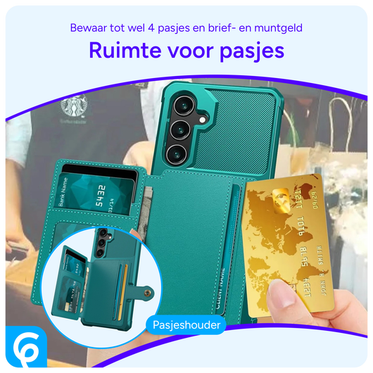 Samsung Galaxy S24 FE 3 in 1 Back Cover Portemonnee Hoesje Groen afbeelding 2
