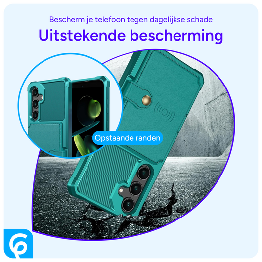 Samsung Galaxy S24 FE 3 in 1 Back Cover Portemonnee Hoesje Groen afbeelding 6